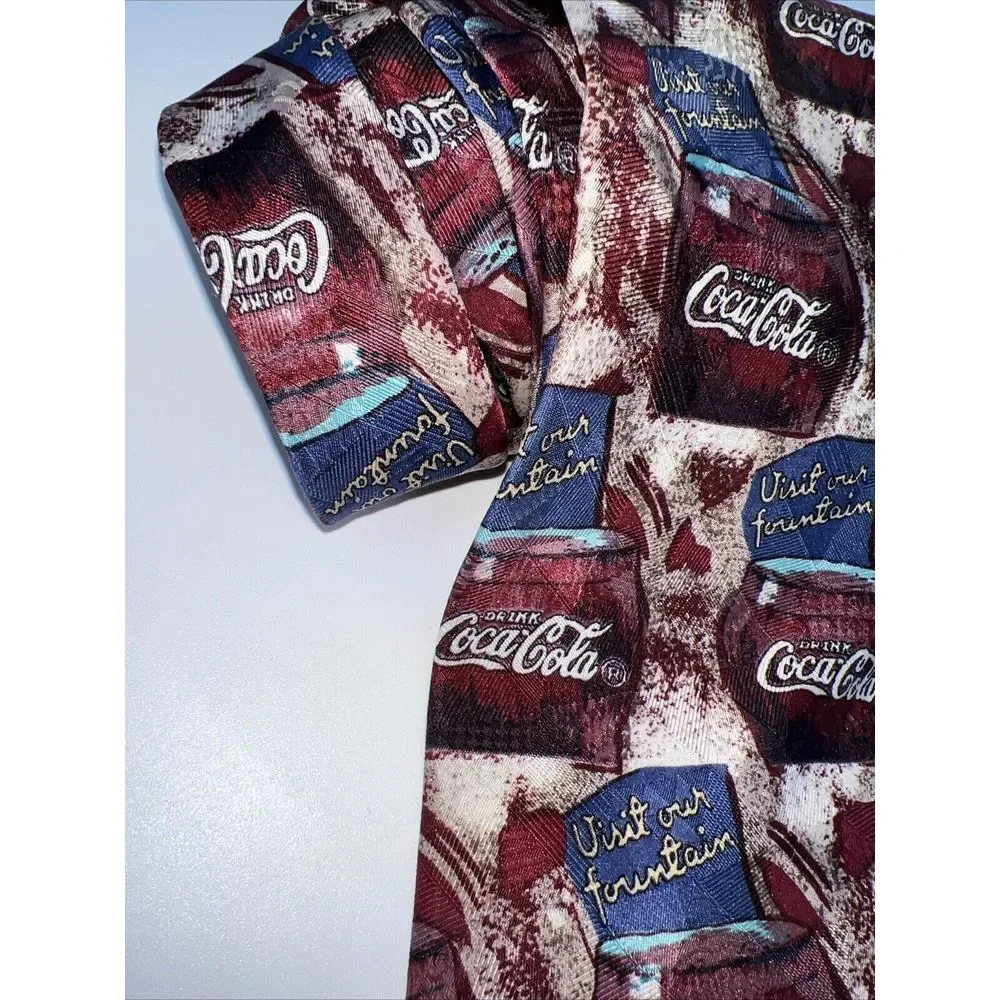 Men's‎ Coca-Cola Visit Our Fountain Ad Men's Neck Tie 100% Silk
